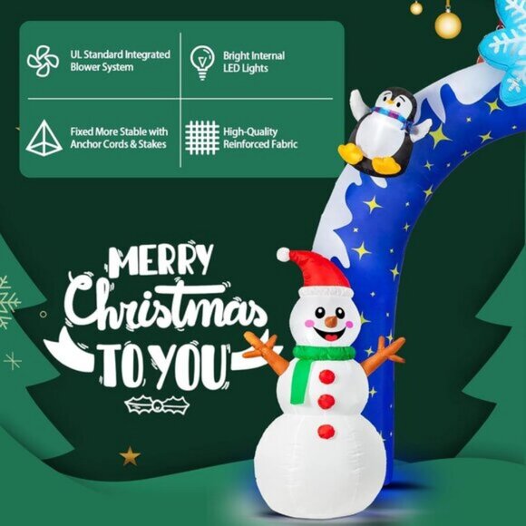 🆕10FT Christmas Inflatables Winter Snowman Arch LED Yard Outdoor Decorations - Picture 6 of 8